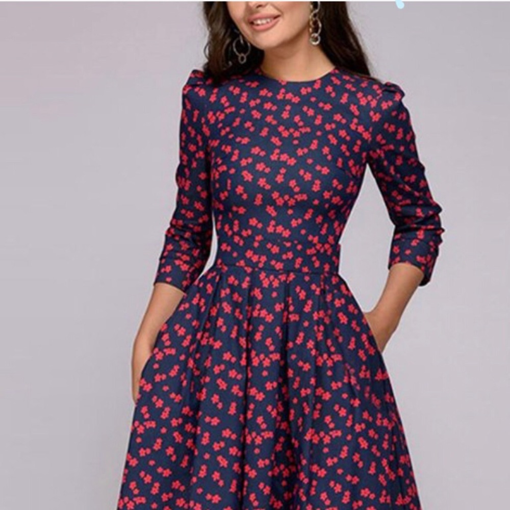 MIDI floral print dress with pockets